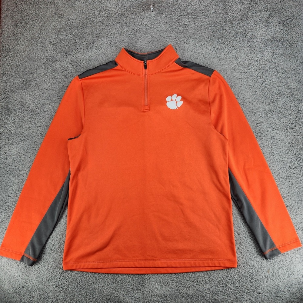 Clemson Tigers Fanatics 1/4 Zip Pullover Shirt Mens XL Orange Long Sleeve